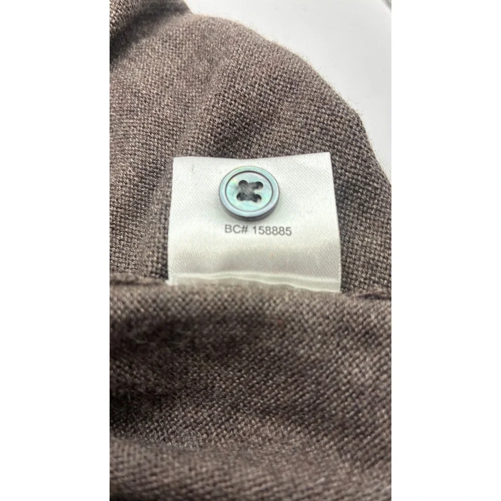 Pronto Uomo Polo Sweater 2XLT Brown 100% Extra Fine Merino Wool Long Sleeve